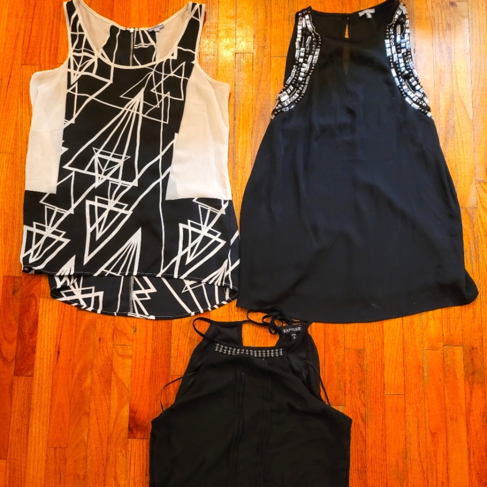 Bundle of 3 Charlotte Russe, Express sleeveless tops S/XS Black Sheer